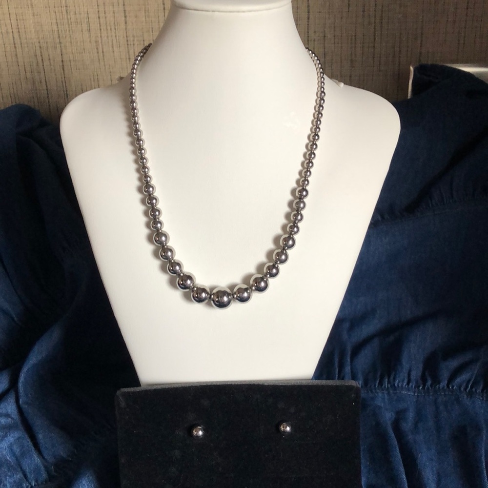 Stainless steel necklace and earring set